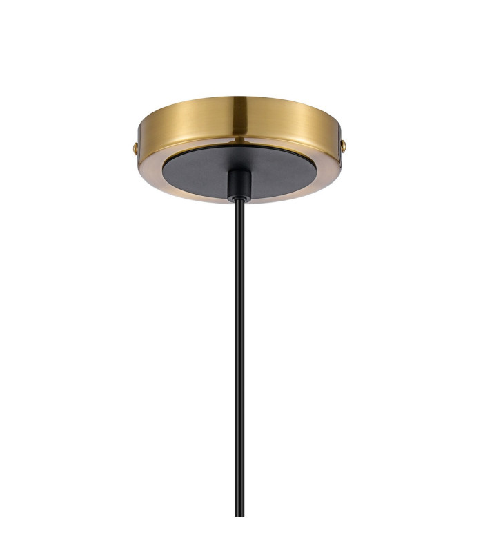 Plattsburgh 1.3m Pendant 1 Light E14 IP44 15cm Round Textured Smooth/Ribbed Glass Shade Brass Smoke Plated & Satin Black-7