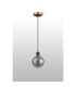 Plattsburgh 1.3m Pendant 1 Light E14 IP44 15cm Round Textured Smooth/Ribbed Glass Shade Brass Smoke Plated & Satin Black-9