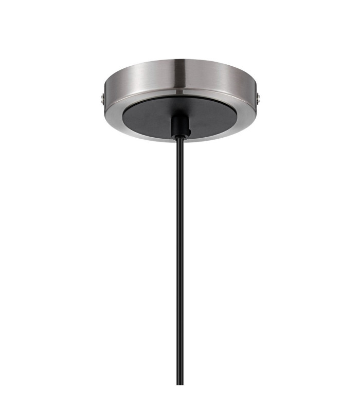 Plattsburgh 1.3m Pendant 1 Light E14 IP44 15cm Round Glass Shade Satin Nickel Clear & Satin Black-6