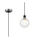 Plattsburgh 1.3m Pendant 1 Light E14 IP44 15cm Round Crackled Glass Shade Satin Nickel Clear & Satin Black-1