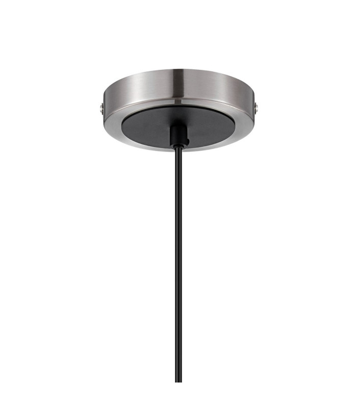 Plattsburgh 1.3m Pendant 1 Light E14 IP44 15cm Round Crackled Glass Shade Satin Nickel Clear & Satin Black-6