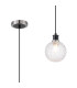 Plattsburgh 1.3m Pendant 1 Light E14 IP44 15cm Round Textured Crumple Glass Shade Satin Nickel Clear & Satin Black-1