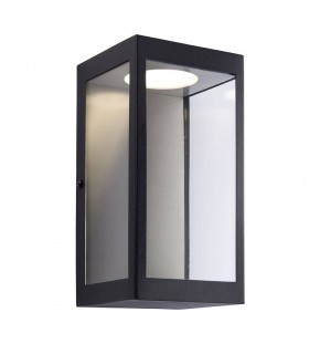 LED Outdoor Wall Light Matt Black & Clear Glass - 1