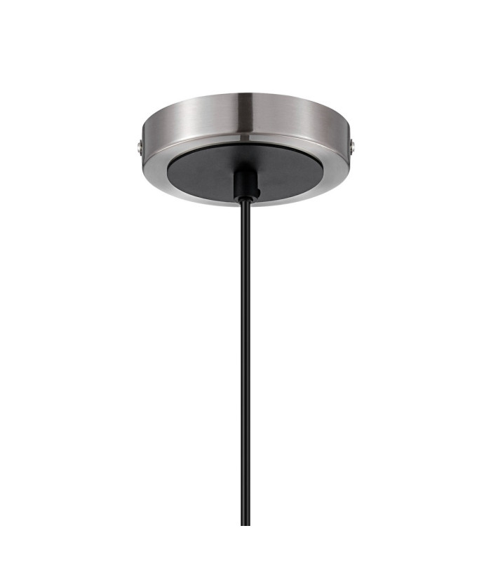 Plattsburgh 1.3m Pendant 1 Light E14 IP44 15cm Round Textured Crumple Glass Shade Satin Nickel Clear & Satin Black-6