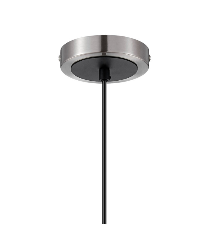 Plattsburgh 1.3m Pendant E14 IP44 15cm Round Textured Diamond Pattern Glass Shade Satin Nickel Clear & Satin Black-6