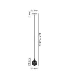 Plattsburgh 1.3m Pendant 1 Light E14 IP44 15cm Round Dimpled Glass Shade Satin Nickel Clear & Satin Black-2