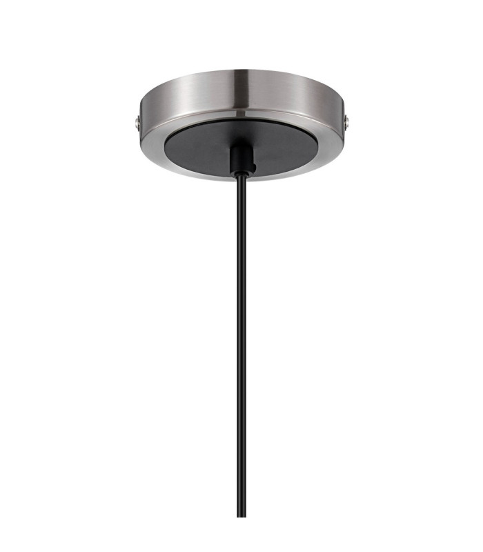 Plattsburgh 1.3m Pendant 1 Light E14 IP44 15cm Round Textured Melting Glass Shade Satin Nickel Clear & Satin Black-6