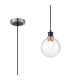 Plattsburgh 1.3m Pendant 1 Light E14 IP44 15cm Round Ribbed Glass Shade Satin Nickel Clear & Satin Black-1