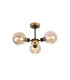 Plattsburgh Semi Ceiling 3 Light E14 IP44 15cm Round Glass Shade Brass Amber Plated & Satin Black-1