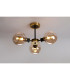 Plattsburgh Semi Ceiling 3 Light E14 IP44 15cm Round Glass Shade Brass Amber Plated & Satin Black-3
