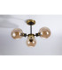 Plattsburgh Semi Ceiling 3 Light E14 IP44 15cm Round Glass Shade Brass Amber Plated & Satin Black-8