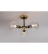 Plattsburgh Semi Ceiling 3 Light E14 IP44 15cm Round Glass Shade Brass Clear & Satin Black-3