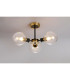 Plattsburgh Semi Ceiling 3 Light E14 IP44 15cm Round Crackled Glass Shade Brass Clear & Satin Black-3