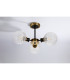 Plattsburgh Semi Ceiling 3 Light E14 IP44 15cm Round Textured Crumple Glass Shade Brass Clear & Satin Black-8