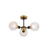 Plattsburgh Semi Ceiling 3 Light E14 IP44 15cm Round Textured Diamond Pattern Glass Shade Brass Clear & Satin Black-1