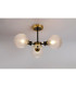 Plattsburgh Semi Ceiling 3 Light E14 IP44 15cm Round Textured Diamond Pattern Glass Shade Brass Clear & Satin Black-3