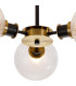 Plattsburgh Semi Ceiling 3 Light E14 IP44 15cm Round Dimpled Glass Shade Brass Clear & Satin Black-6