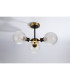 Plattsburgh Semi Ceiling 3 Light E14 IP44 15cm Round Dimpled Glass Shade Brass Clear & Satin Black-7