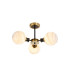 Plattsburgh Semi Ceiling 3 Light E14 IP44 15cm Round White & Grey Marble Effect Glass Shade Brass & Satin Black Framework-1