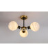 Plattsburgh Semi Ceiling 3 Light E14 IP44 15cm Round White & Grey Marble Effect Glass Shade Brass & Satin Black Framework-3