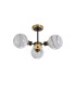 Plattsburgh Semi Ceiling 3 Light E14 IP44 15cm Round White & Grey Marble Effect Glass Shade Brass & Satin Black Framework-4