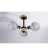 Plattsburgh Semi Ceiling 3 Light E14 IP44 15cm Round White & Grey Marble Effect Glass Shade Brass & Satin Black Framework-8