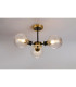 Plattsburgh Semi Ceiling 3 Light E14 IP44 15cm Round Textured Melting Glass Shade Brass Clear & Satin Black-3