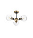 Plattsburgh Semi Ceiling 3 Light E14 IP44 15cm Round Textured Melting Glass Shade Brass Clear & Satin Black-4