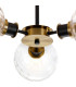Plattsburgh Semi Ceiling 3 Light E14 IP44 15cm Round Textured Melting Glass Shade Brass Clear & Satin Black-7