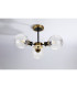 Plattsburgh Semi Ceiling 3 Light E14 IP44 15cm Round Textured Melting Glass Shade Brass Clear & Satin Black-8
