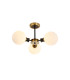 Plattsburgh Semi Ceiling 3 Light E14 IP44 15cm Round Glass Shade Brass Opal & Satin Black-1