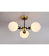 Plattsburgh Semi Ceiling 3 Light E14 IP44 15cm Round Glass Shade Brass Opal & Satin Black-3