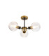 Plattsburgh Semi Ceiling 3 Light E14 IP44 15cm Round Ribbed Glass Shade Brass Clear & Satin Black-1