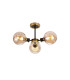 Plattsburgh Semi Ceiling 3 Light E14 IP44 15cm Round Segment Glass Shade Brass Amber Plated & Satin Black-1