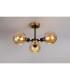 Plattsburgh Semi Ceiling 3 Light E14 IP44 15cm Round Segment Glass Shade Brass Amber Plated & Satin Black-3