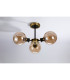 Plattsburgh Semi Ceiling 3 Light E14 IP44 15cm Round Segment Glass Shade Brass Amber Plated & Satin Black-8