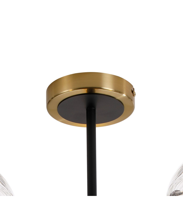 Plattsburgh Semi Ceiling 3 Light E14 IP44 15cm Round Segment Glass Shade Brass Clear & Satin Black-5