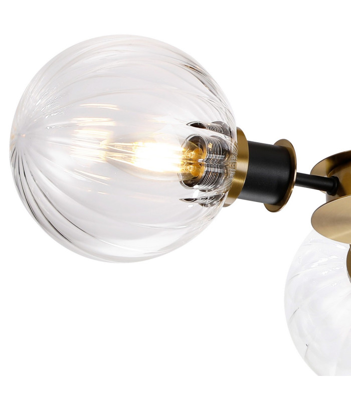 Plattsburgh Semi Ceiling 3 Light E14 IP44 15cm Round Segment Glass Shade Brass Clear & Satin Black-6