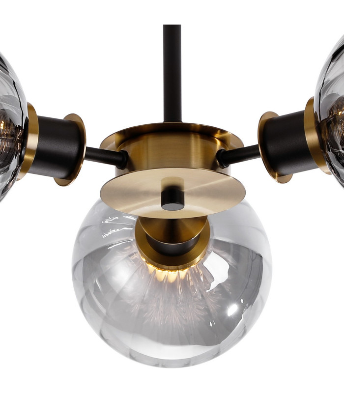 Plattsburgh Semi Ceiling 3 Light E14 IP44 15cm Round Segment Glass Shade Brass Smoke Plated & Satin Black-7