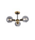 Plattsburgh Semi Ceiling 3 Light E14 IP44 15cm Round Glass Shade Brass Smoke Plated & Satin Black-1