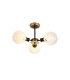 Plattsburgh Semi Ceiling 3 Light E14 IP44 15cm Round Speckled Glass Shade Brass White & Satin Black-1