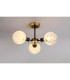 Plattsburgh Semi Ceiling 3 Light E14 IP44 15cm Round Speckled Glass Shade Brass White & Satin Black-3