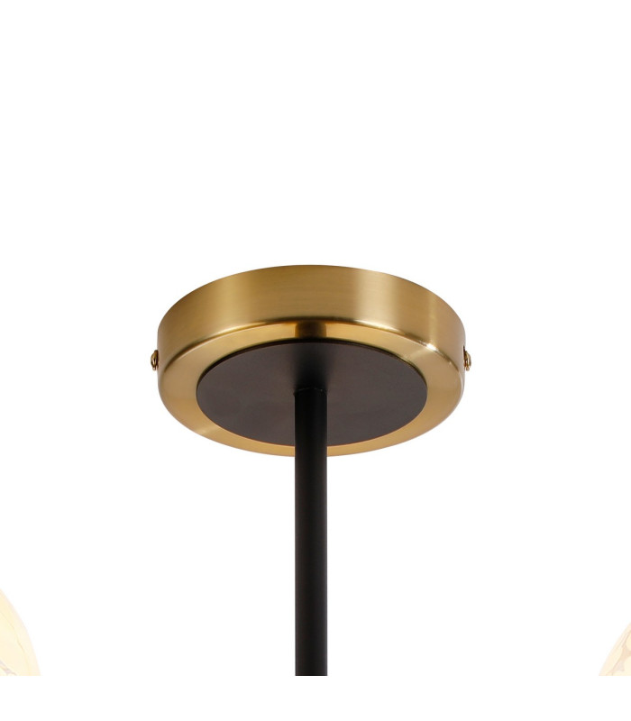 Plattsburgh Semi Ceiling 3 Light E14 IP44 15cm Round Speckled Glass Shade Brass White & Satin Black-5