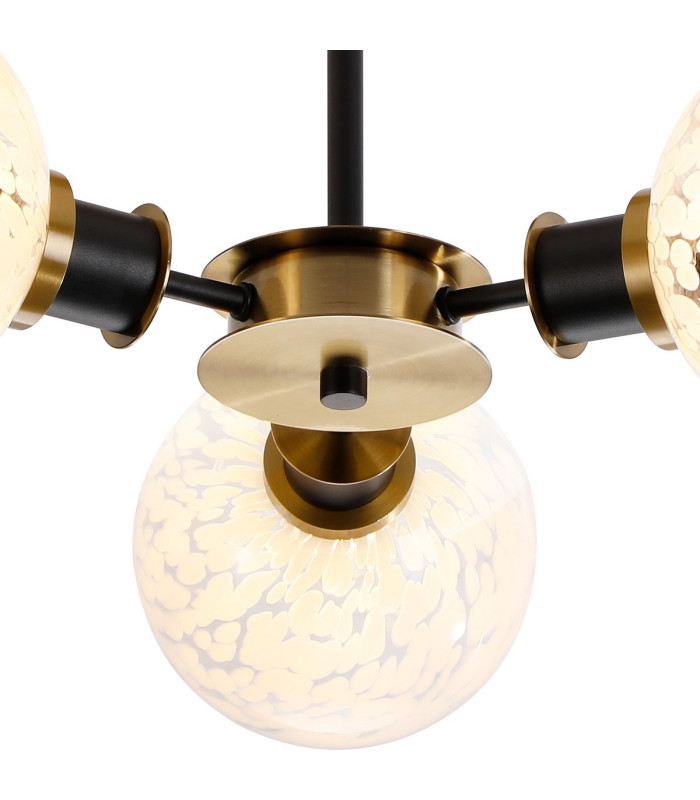 Plattsburgh Semi Ceiling 3 Light E14 IP44 15cm Round Speckled Glass Shade Brass White & Satin Black-7