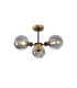 Plattsburgh Semi Ceiling 3 Light E14 IP44 15cm Round Textured Smooth/Ribbed Glass Shade Brass Smoke Plated & Satin Black-1