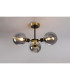 Plattsburgh Semi Ceiling 3 Light E14 IP44 15cm Round Textured Smooth/Ribbed Glass Shade Brass Smoke Plated & Satin Black-3