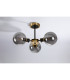 Plattsburgh Semi Ceiling 3 Light E14 IP44 15cm Round Textured Smooth/Ribbed Glass Shade Brass Smoke Plated & Satin Black-8