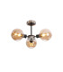 Plattsburgh Semi Ceiling 3 Light E14 IP44 15cm Round Glass Shade Satin Nickel Amber Plated & Satin Black-1