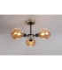 Plattsburgh Semi Ceiling 3 Light E14 IP44 15cm Round Glass Shade Satin Nickel Amber Plated & Satin Black-3