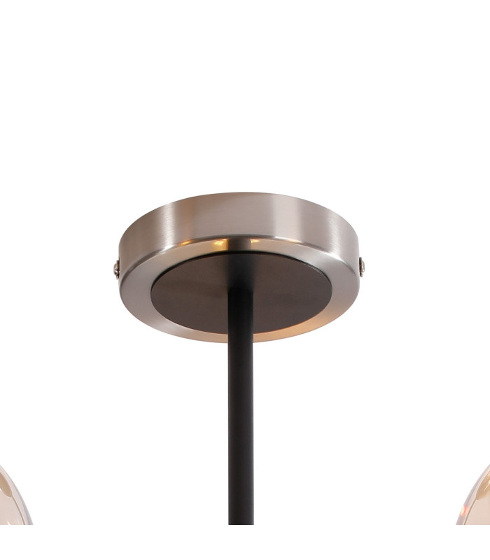 Plattsburgh Semi Ceiling 3 Light E14 IP44 15cm Round Glass Shade Satin Nickel Amber Plated & Satin Black-5